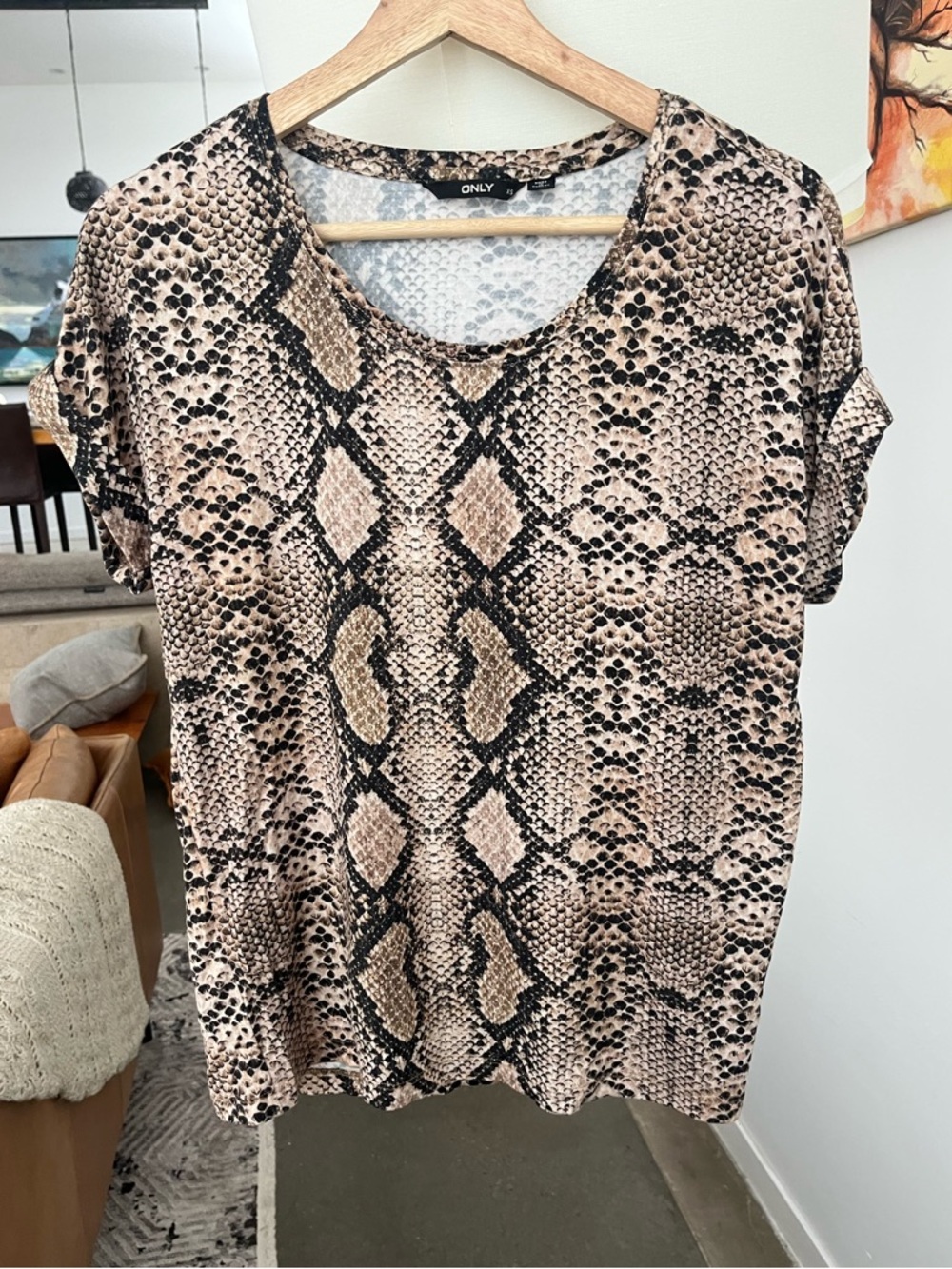 ONLY Snakeprint Short Sleeved Shirt